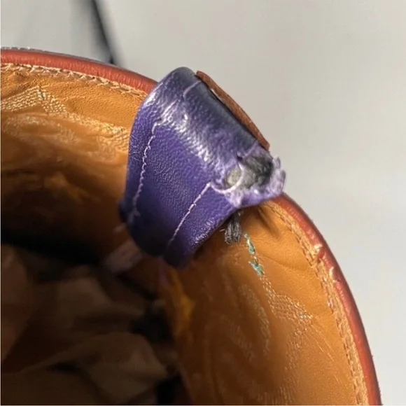 Lucchese purple/blue brown star embroidered snip toe women’s boots - Picture 10 of 13